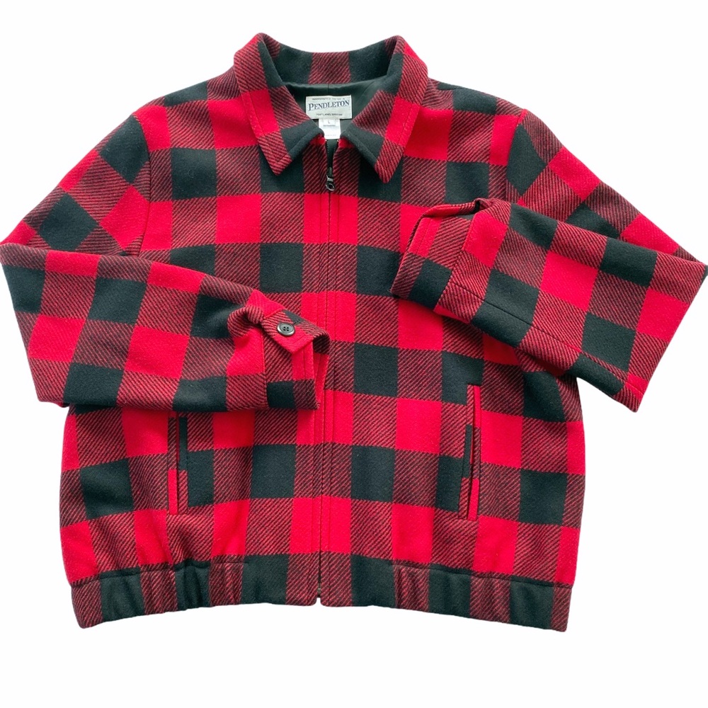 Pendleton Red Buffalo Check Wool Jacket | Large - image 1